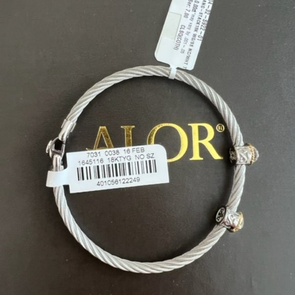 Alor 18k & Stainless Steel White Topaz Bracelet - NWT!! - Picture 2 of 4